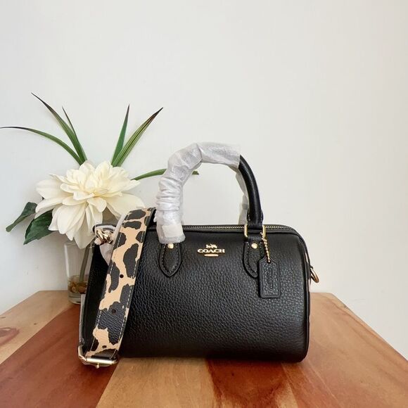 NWT Coach Mini Rowan Crossbody Bag With‎ Leopard Print - Picture 1 of 7